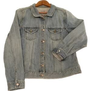 OLD NAVY CHILDREN’S Lightly Distressed Denim Jean Jacket, Long Sleeve, Size XL